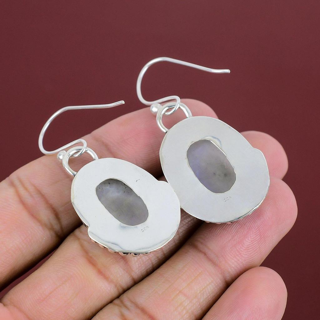 Rainbow Moonstone Earring 925 Sterling Silver Earring Top Quality Gemstone Earring Handmade Jewelry Latest Design Earrings Anniversary Gifts