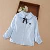 Chemise à col à volants pour filles 5-12 ans Manches longues Cravate à nœud Uniforme scolaire pour enfants Blouse Polyester Hauts quotidiens pour enfants