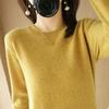Autumn and Winter Round Neck Sweater Women's Pullover Knitted Sweater Solid Color Long Sleeved Women's Thin Short Base Shirt