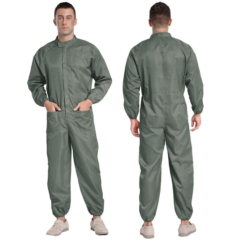 Stand Collar Front Zip Jumpsuit M-5XL - Mens Adults Anti-static Dustproof Full-body Coveralls for Workshop Worker