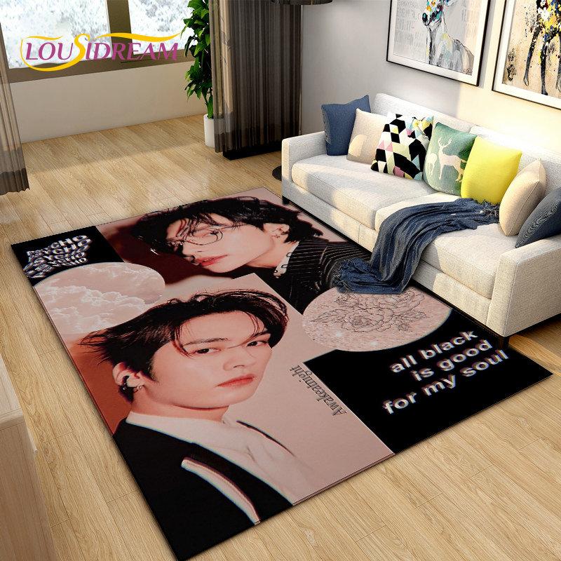 Kpop Singer Stray Kids Area Rug Large,Carpet Rug for Living Room Bedroom Sofa Doormat Decoration, Kids Play Non-slip Floor Mat