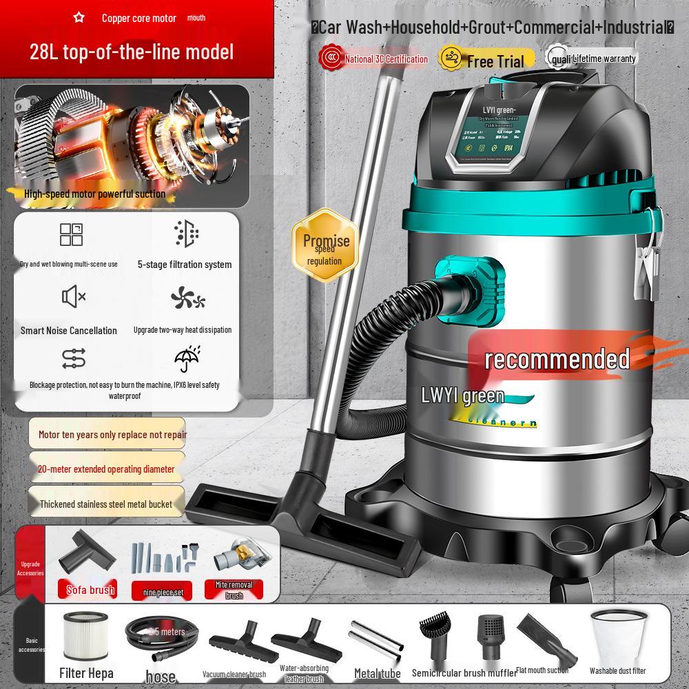 High-Power Industrial Vacuum Cleaner - Large Suction for Home, Auto, Carpet, and Seam Cleaning