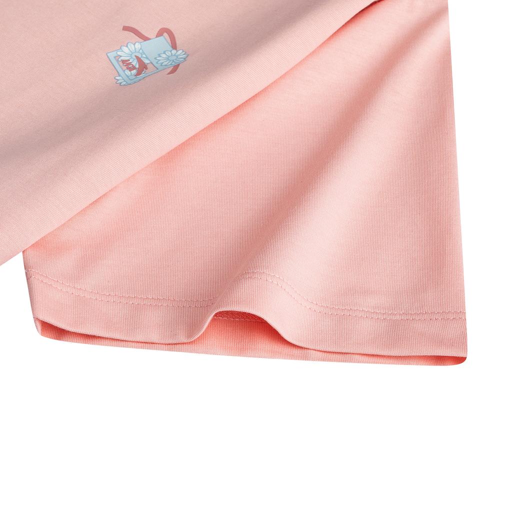 Anta Short Sleeve Knitted T-Shirt Summer Sports Casual Women Tops Peach-Pink 962628114-1