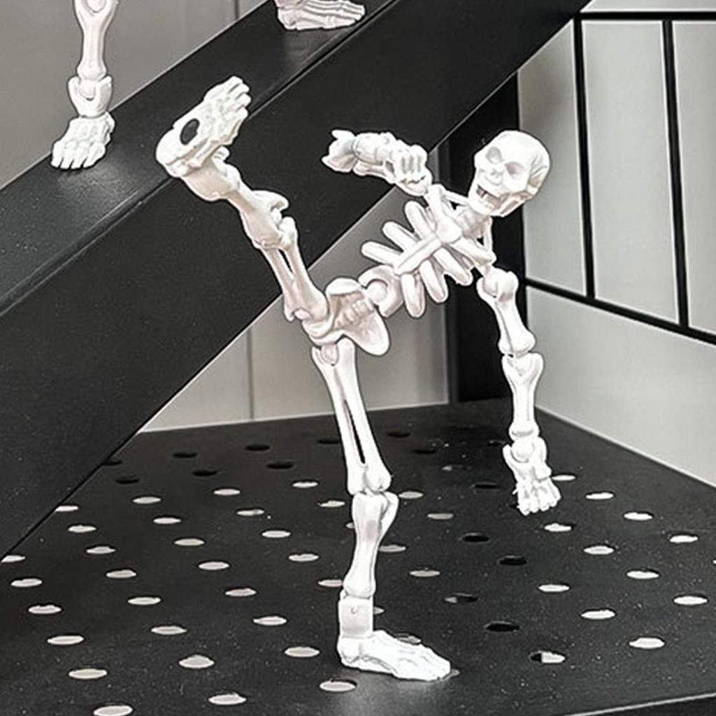 Movable Skeleton Toy Halloween Movable Skeleton Figurine Human Bone Desktop Figure Model For Home Classroom Teaching Display