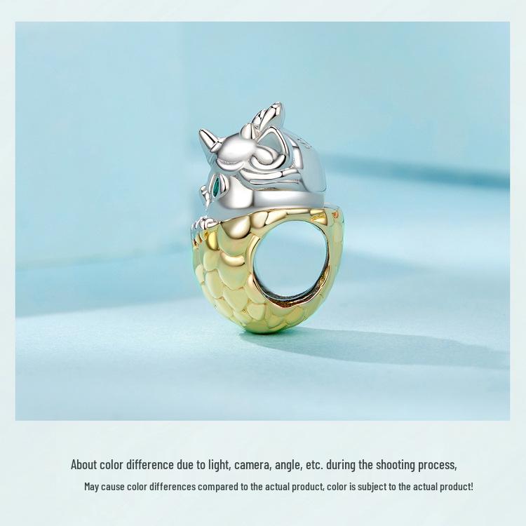 Silver Ziyun Dragon Egg DIY Beaded Bracelet, S925 Sterling Silver, New Year's National Trend Style.