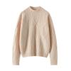 Women's Heavy Knit Wool Cashmere Cable Sweater with Half-High Neck - New Loose Fit for Autumn/Winter