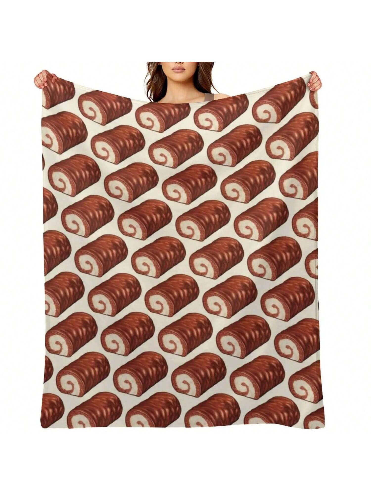 Chocolate Swiss Roll Cake Pattern Throw Blanket Thin S Blankets And Throws Blankets 75X95CM
