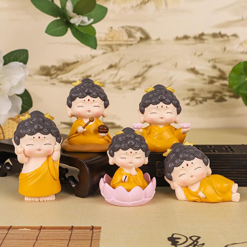 Resin Buddha Blessing Bodhisattva Lotus Figurine Car Ornament Mini Decor Gift
