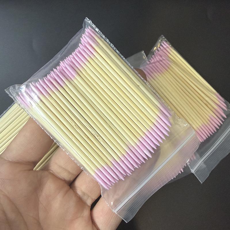 Double-Ended Pink Cotton Swabs: Makeup, Tattooing, Eyeliner, Toothpick, Remover - Ultra-Fine Wooden Stick