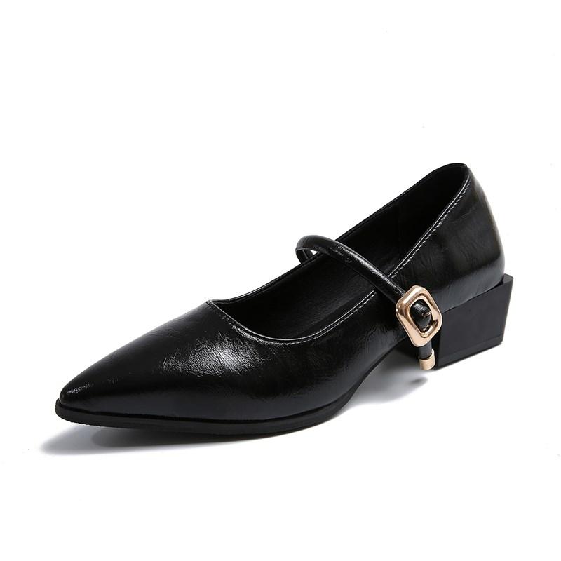 Fashion 2025 Solid Color Classic Pointy Low-cut Shoes Women's Spring Autumn Plus Size Fashion Retro Shallow-mouthed Mary Jane High Heels