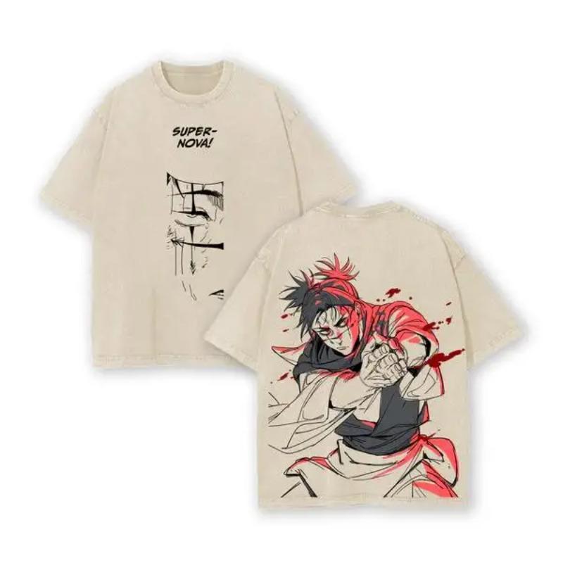 Manga Jujutsu Kaisen Choso Printed Tee Men Women Clothing Washed Cotton T-shirt Vintage Casual T Shirt Harajuku Male Tshirt