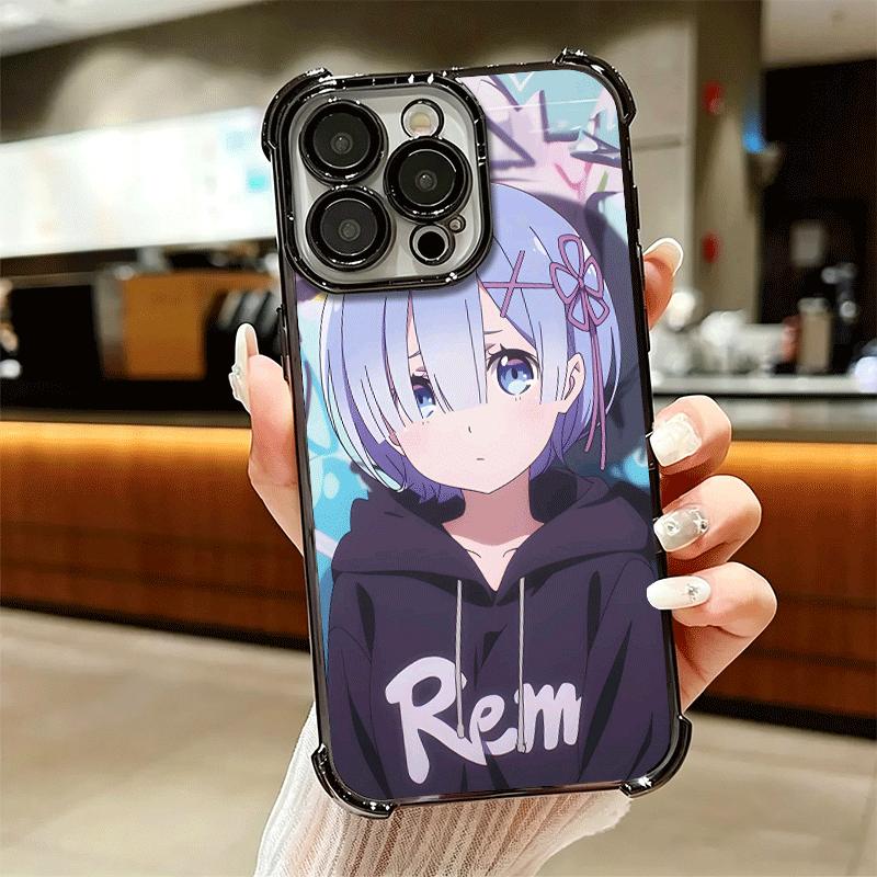 R-Rem Re Zero Anime Soft Phone Case For iPhone 15 16 17 Air 14 Pro Max 16E Plus 13 12 Mini Plating Anti-Fall Fundas