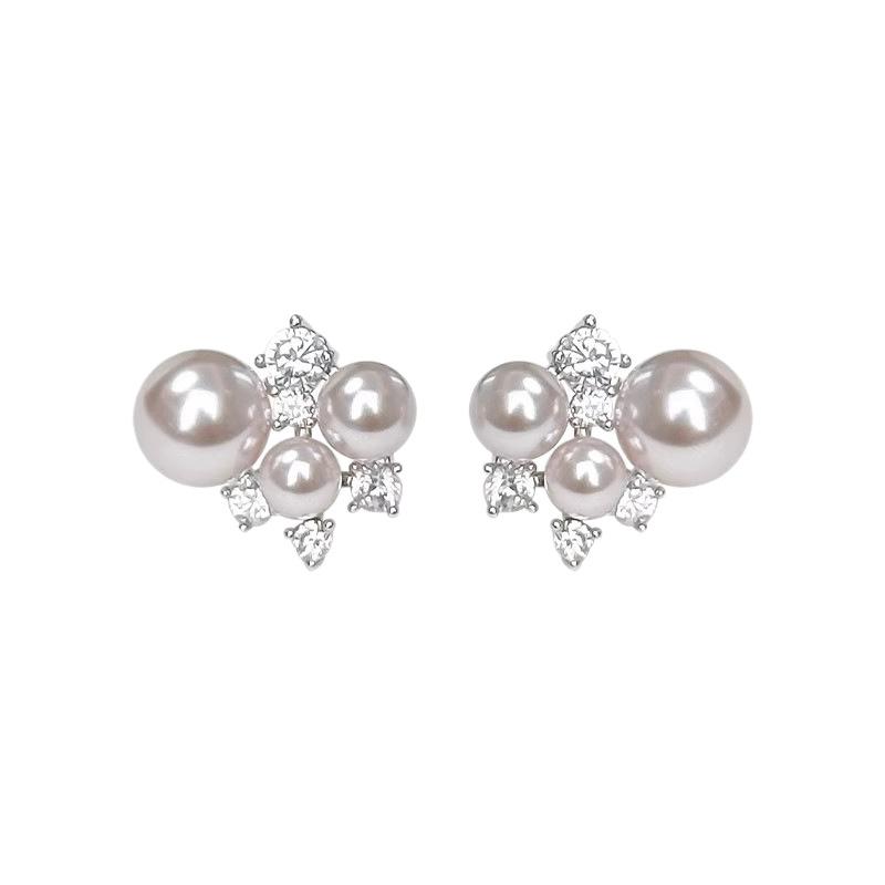 Gentle Rose Pearl Zircon Stud Earrings New Women's Earrings