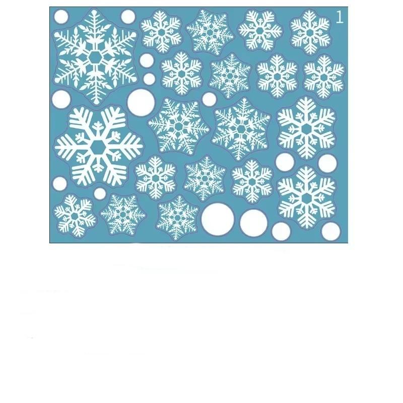 1 folha de adesivos de vidro estáticos de floco de neve, decoração de feliz Natal, decoração para casa, adesivos de janela de floco de neve, papel de parede de ano novo