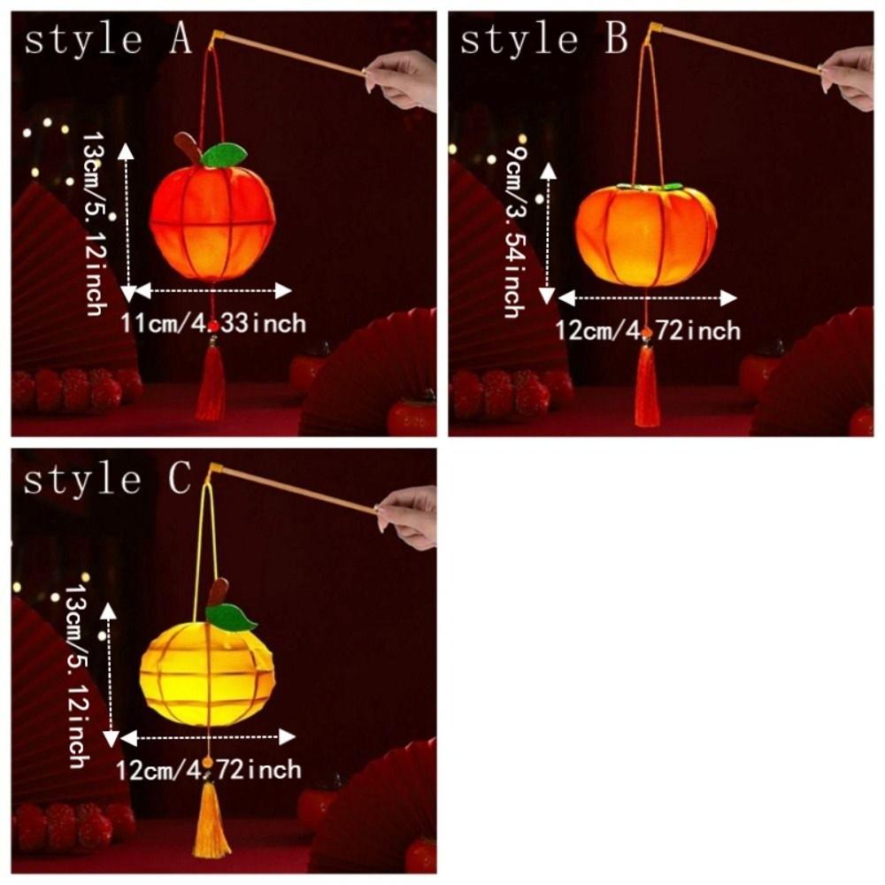 Chinese Style Persimmon Lantern with Tassel Luminous DIY Lantern Making Kit Portable Blessing Handheld Lantern