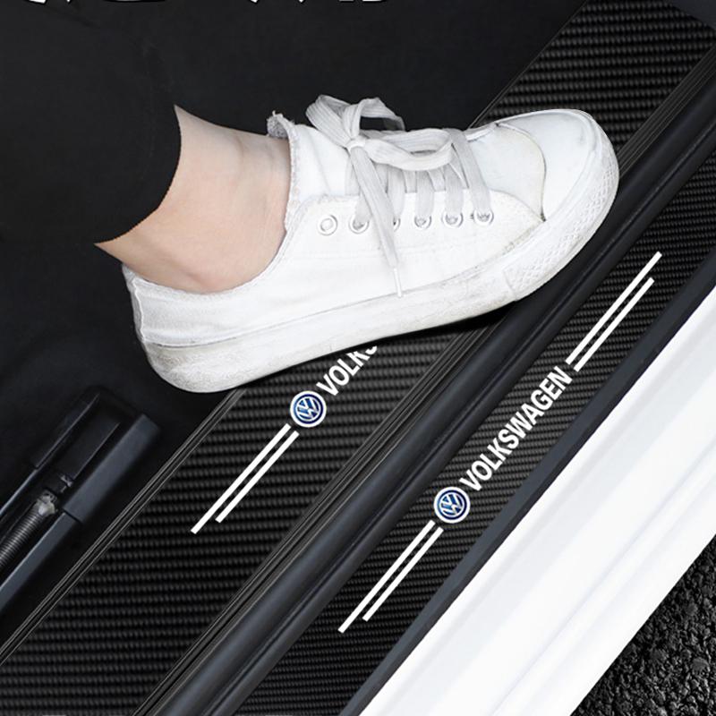 2026 Hot For Volkswagen VW 5Pcs Car Logo Door Sill Threshold Anti-scratch Protector Stickers For VW R-Line GTI Golf 6 7 Polo CC
