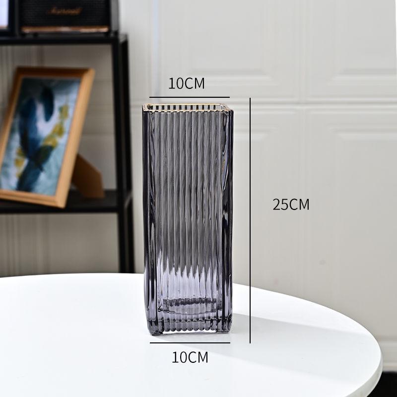 Thickened Square Glass Vase for Fresh Flowers - Elegant Hydroponic Floral Container for Living Room & Dining Table Decor