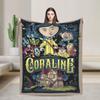 Coraline Flannel Blanket Vintage Halloween Horror Girl Novelty Throw Blankets for Bed Sofa Couch 125*100cm Bedspreads