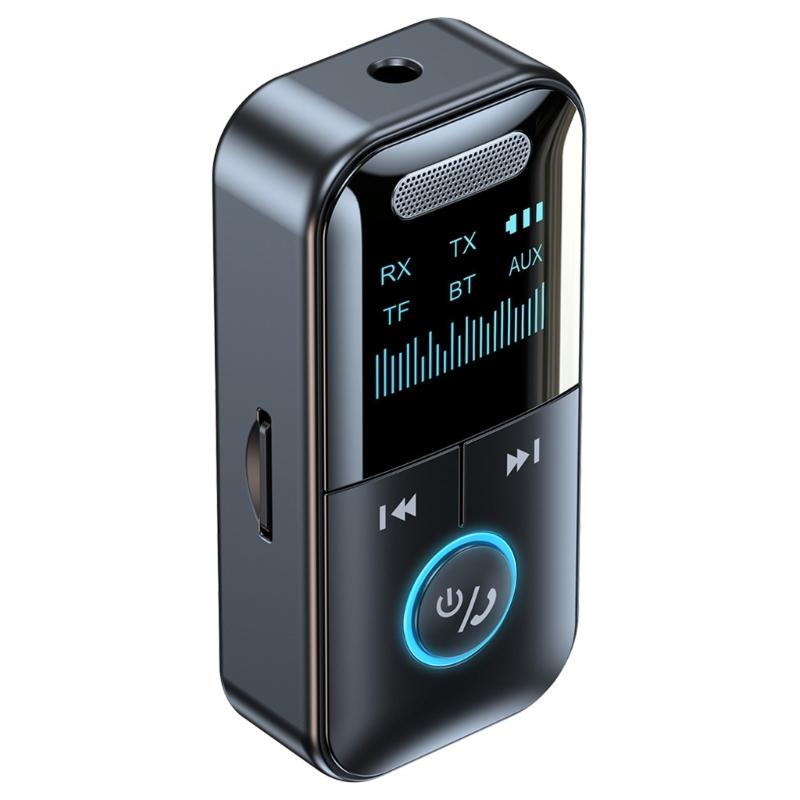 Multifunction Bluetooth-compatible Converter Transmitter Receiver LED Display Screen 3.5mm Audios Jacks For Automotive Use
