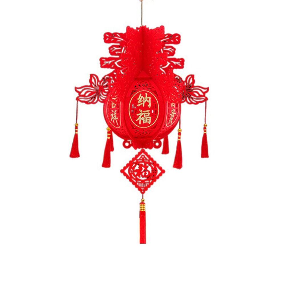 Lint/Gold Foil Spring Festival Red Lantern 3D Spring Festival Hanging Pendant  Party
