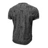 Summer Men Top Short Sleeves Round Neck Ripped Holes Buttons American Style Solid Color Shirt for Streetwear Daily Travel