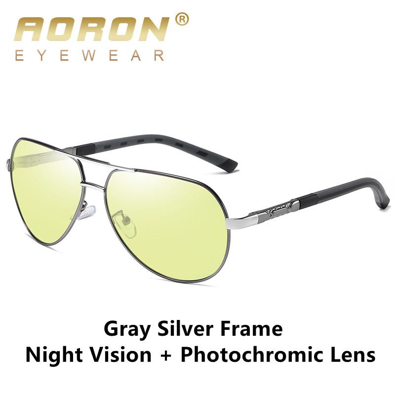 aoron Metal Frame Day Night Vision Photochromic Polarized Sunglasses Outdoor Fashion Design Anti Glare UV400 Driving Fishing Cycling Sport Glasses