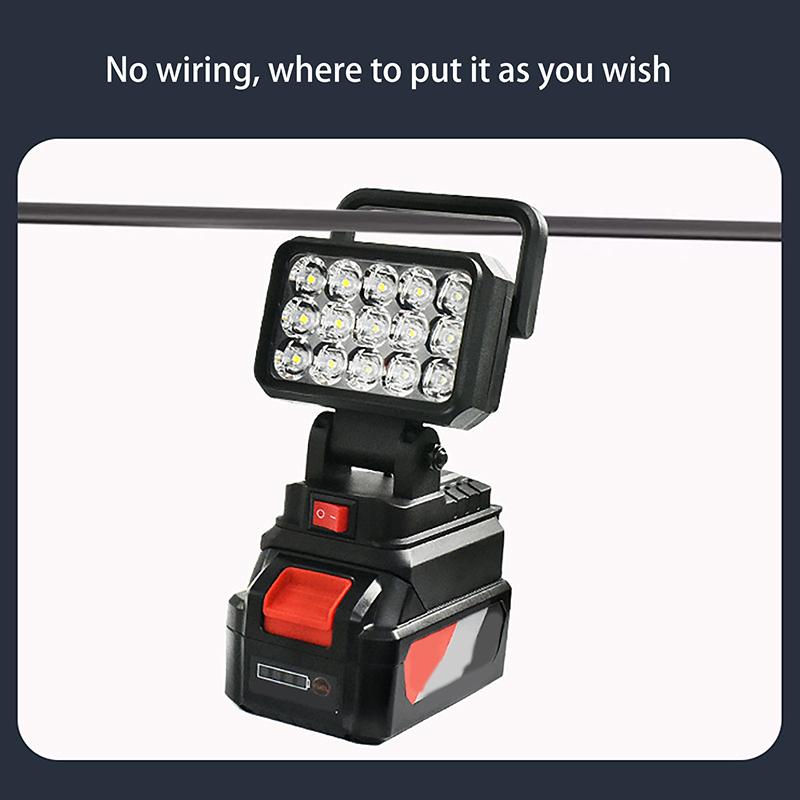 15 Beads Led Working Light Spotlight Hand Lantern 21V Li-Ion Battery Rechargeable Home Emergency Lighting Maintenance Light