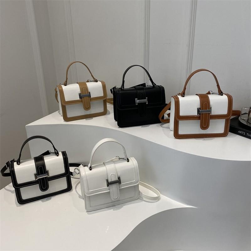 2025 spring and summer new Korean version handbag bag women's retro fashion shoulder small square bag foreign style contrasting color messenger bag