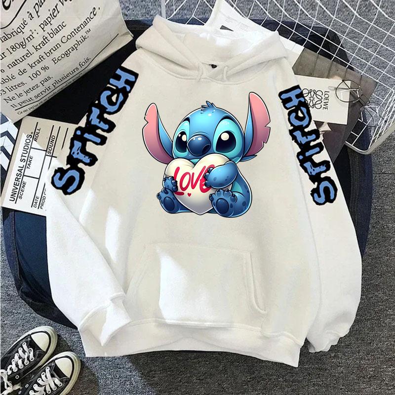 Luxury Brand Women's Hoodies Disney Lilo & Stitch Harajuku Jackets Japanese Fashion Winter Sweaters Women's Warm Sweatshirts