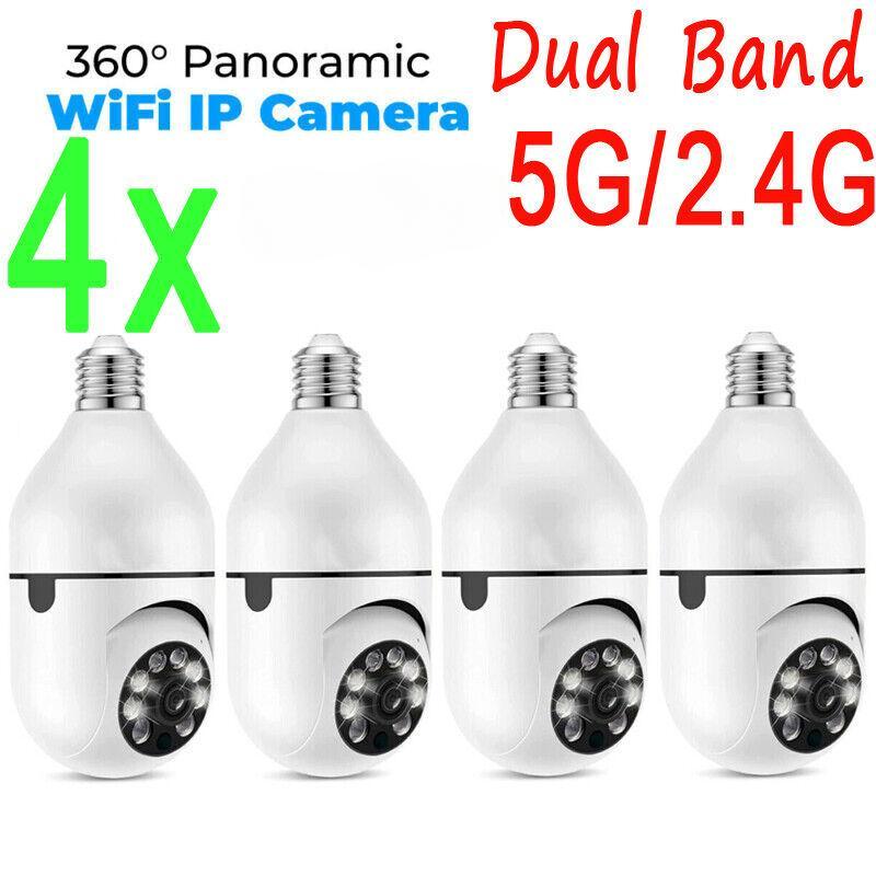 1/2/4 Pcs 2.4Ghz 5Ghz E27 Bulb Wireless Wifi Surveillance Camera Outdoor Night Vision Automatic Tracking 4X Digital Zoom Video Security Camera