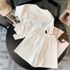 Summer Women Sexy Short Sleeve Tops T Shirt Shirts Elegant Party Casual Shorts Pockets 2 Pieces Sets Suits