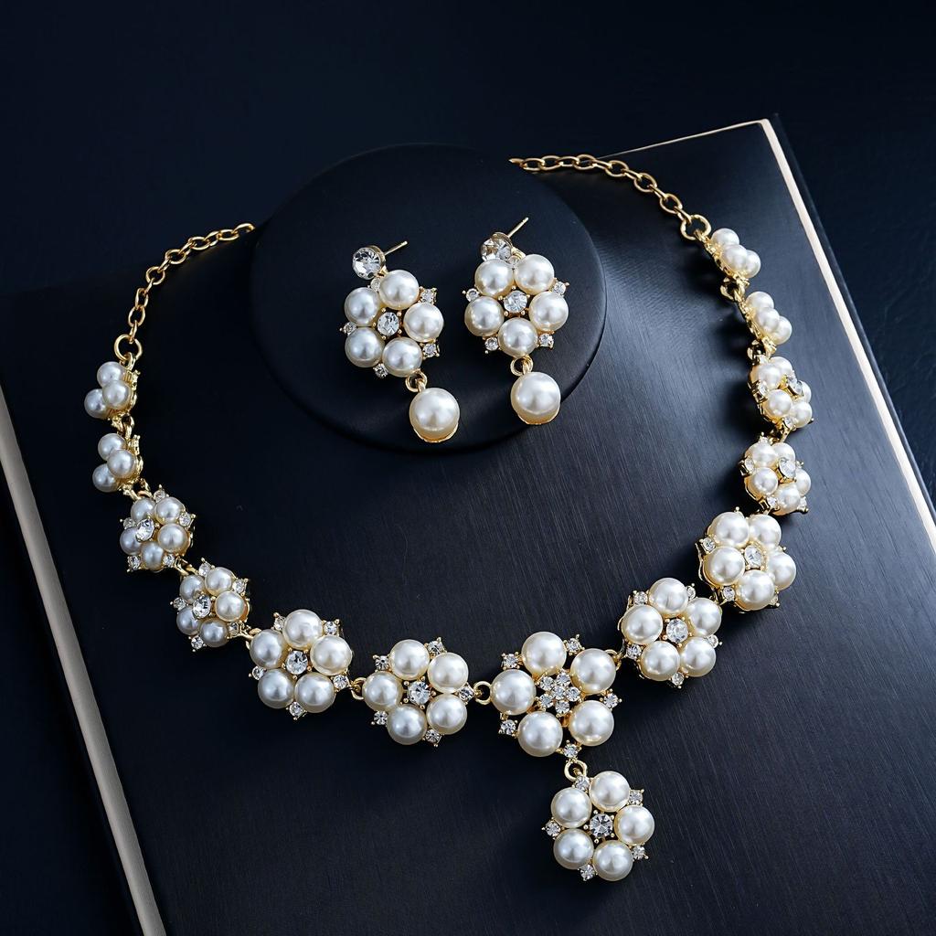 European and American Fashion Light Luxury Necklace Earrings Two-piece Set Bridal Wedding Accessories Dress Set Female 2026