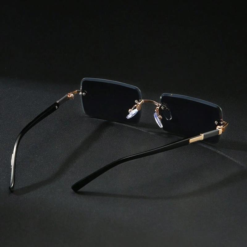 Rimless Sunglasses Rectangle Women Men Shades Small Square Sun Glasses For Female Male Beach Vacation Travel  Eyewear