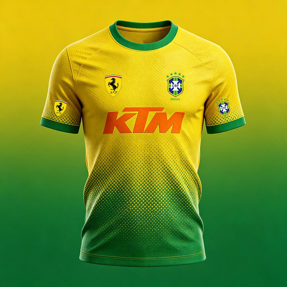 KTM 2026 Men s Brazil Football Jersey Quick Dry Breathable Sports T-Shirt XS