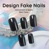 Square Nail Tips Black Fake Nail Glues On Nail Stick On Nail Press On Nail Artificial False Nail for Womens and Girls