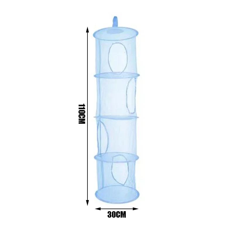 Foldable Hanging Mesh Storage Organizer Net Drying Basket Strong Hanging Space Saver for Bathroom Bedroom Wardrobe Household