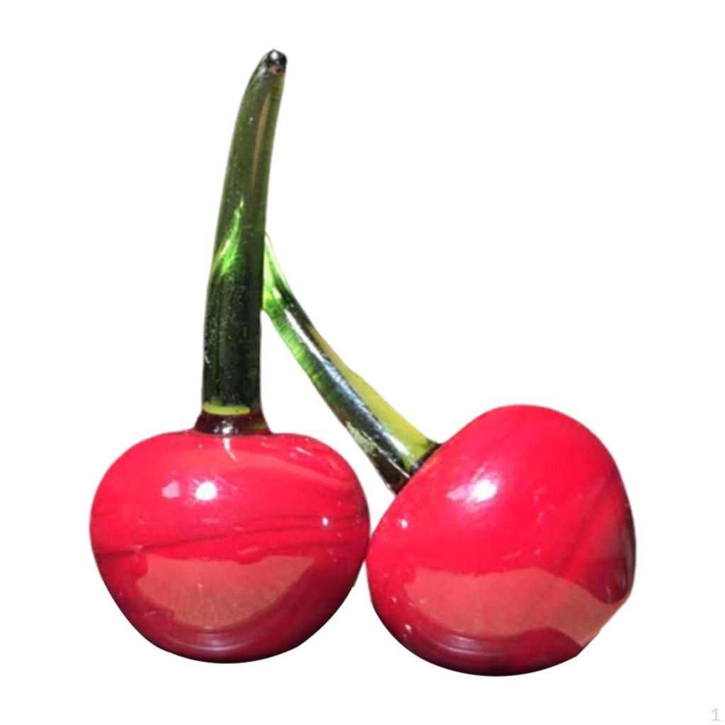 2 Pieces Fruit Cherry Statue Lifelike Crafts Multipurpose Tabletop Centerpiece Sculpture for