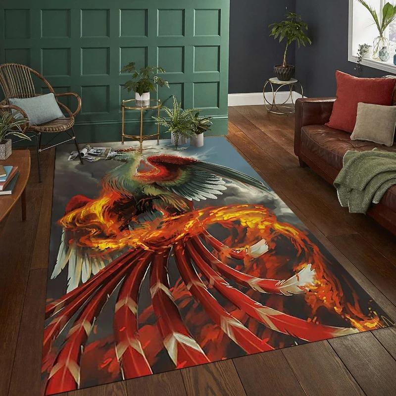 Large Animal Pattern Area Rugs Tiger Dragon Phoenix Design Japanese Chinese Style for Modern Living Room Decor