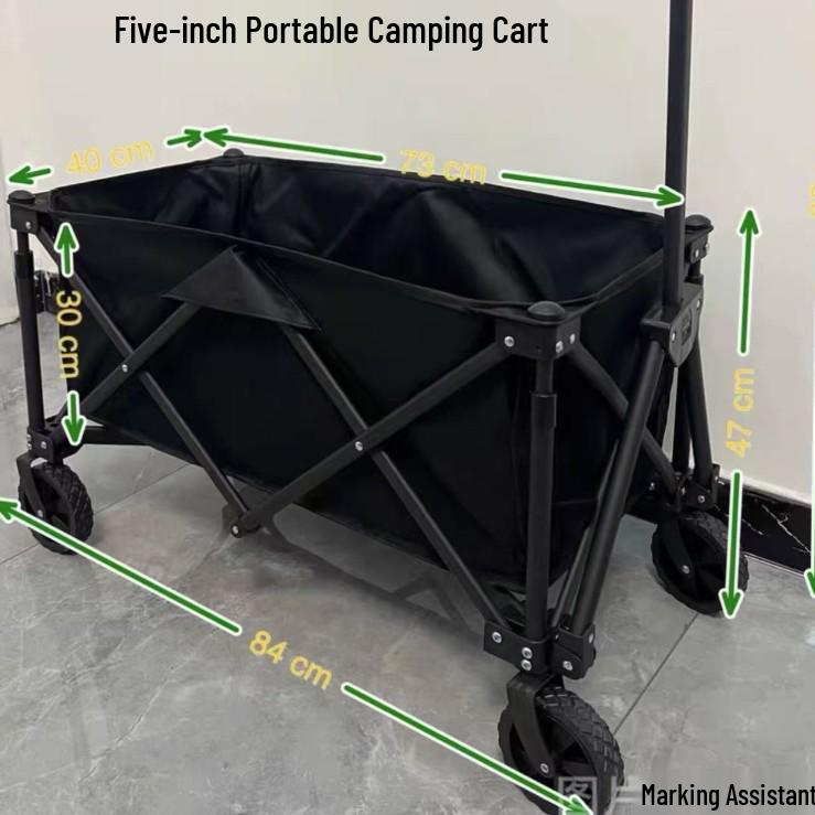 Портативная складная ручная тележка: Тележка-каталка с 8-дюймовыми колесами для кемпинга, покупок, ночного рынка