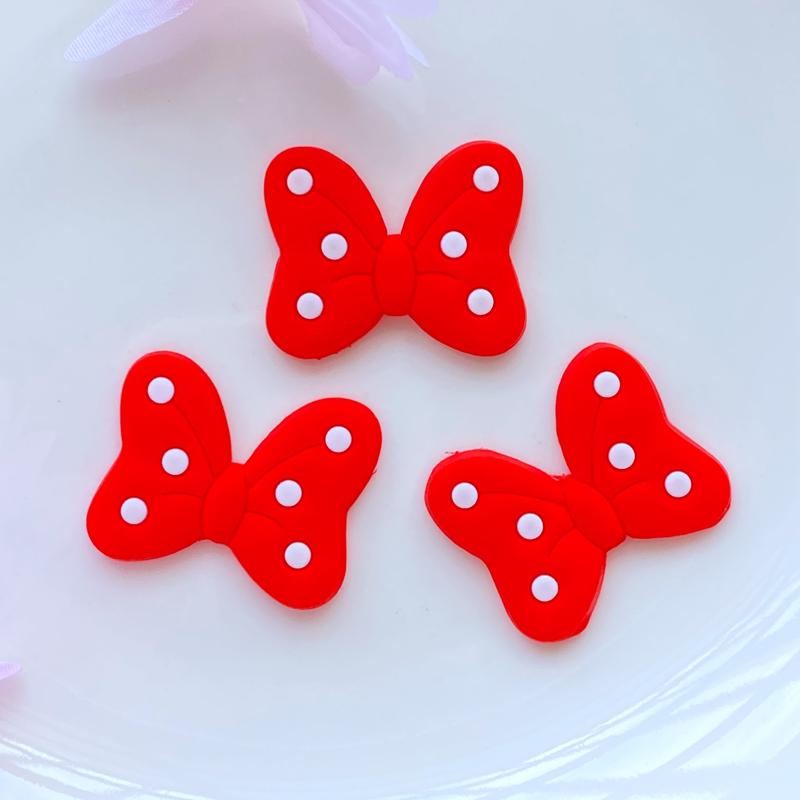 20pcs New Pattern Cute Cartoon Bow Series PVC Flexible Glue Flat Back DIY Scrapbook Embellishment Phone Craft Decoration