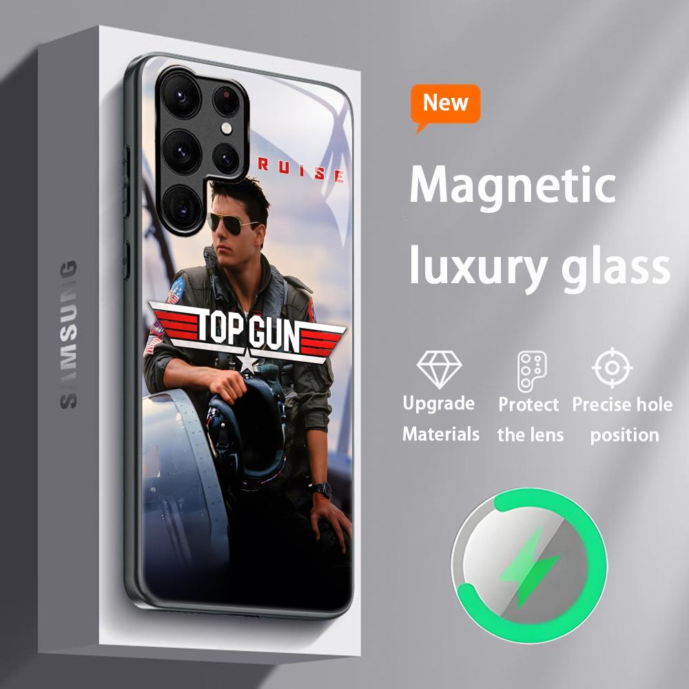 

Hot Movie Top Gun Phone Case For Samsung S26 S25 S24 S23 S22 S21 S20 Plus Ultra Glass Magnetic Case Galaxy S25 Edge