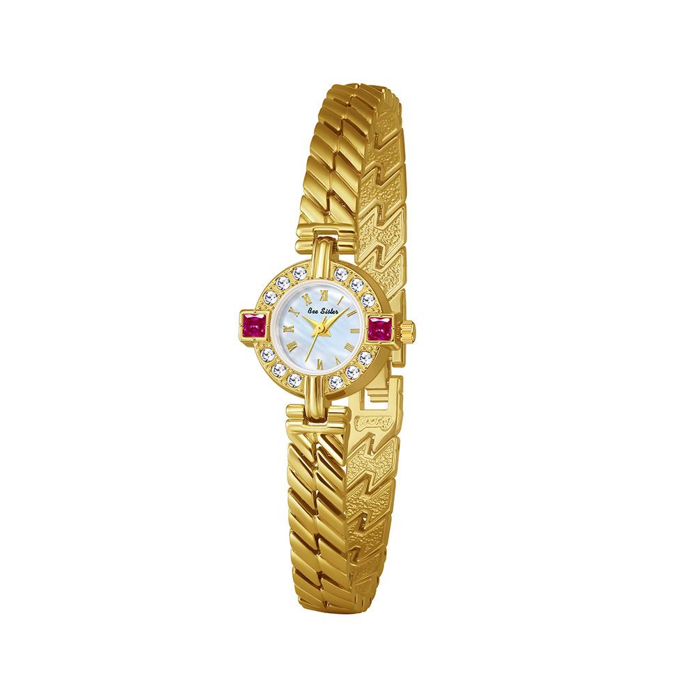 BS Affordable Luxury Women's Quartz Watch French-Style Vintage Delicate Chain Strap Magenta Elegant Women's Wristwatch FA1937