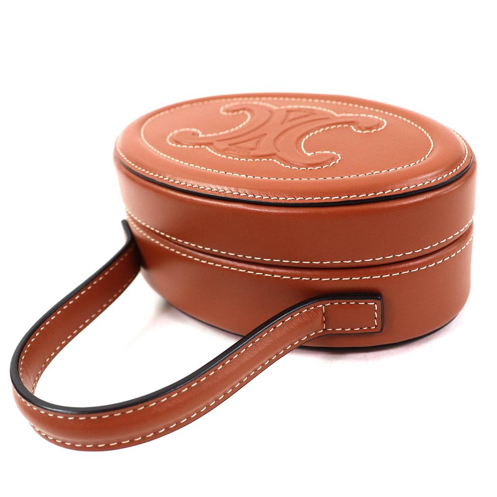 CELINE Handbag Oval Menodiaire Cuir Triomphe Smooth scarf skin Tan 198613 Used