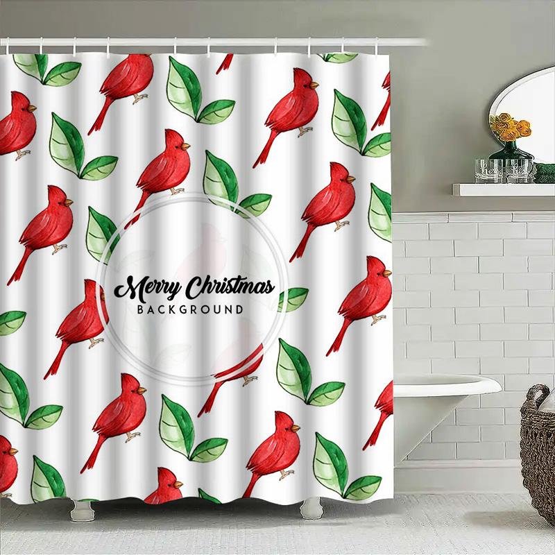 

Современная водонепроницаемая шторка для душа в ванную комнату с праздничным цветочным дизайном с рождественским кардиналом для декора ванных комнат стильная вода 90x180cm