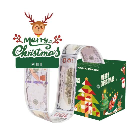 Christmas Money Box Pull-out Cash Gift Box DIY Holiday Money Gift Box with Transparent Bags Christmas Money Holder Pull Box for Kids Adults