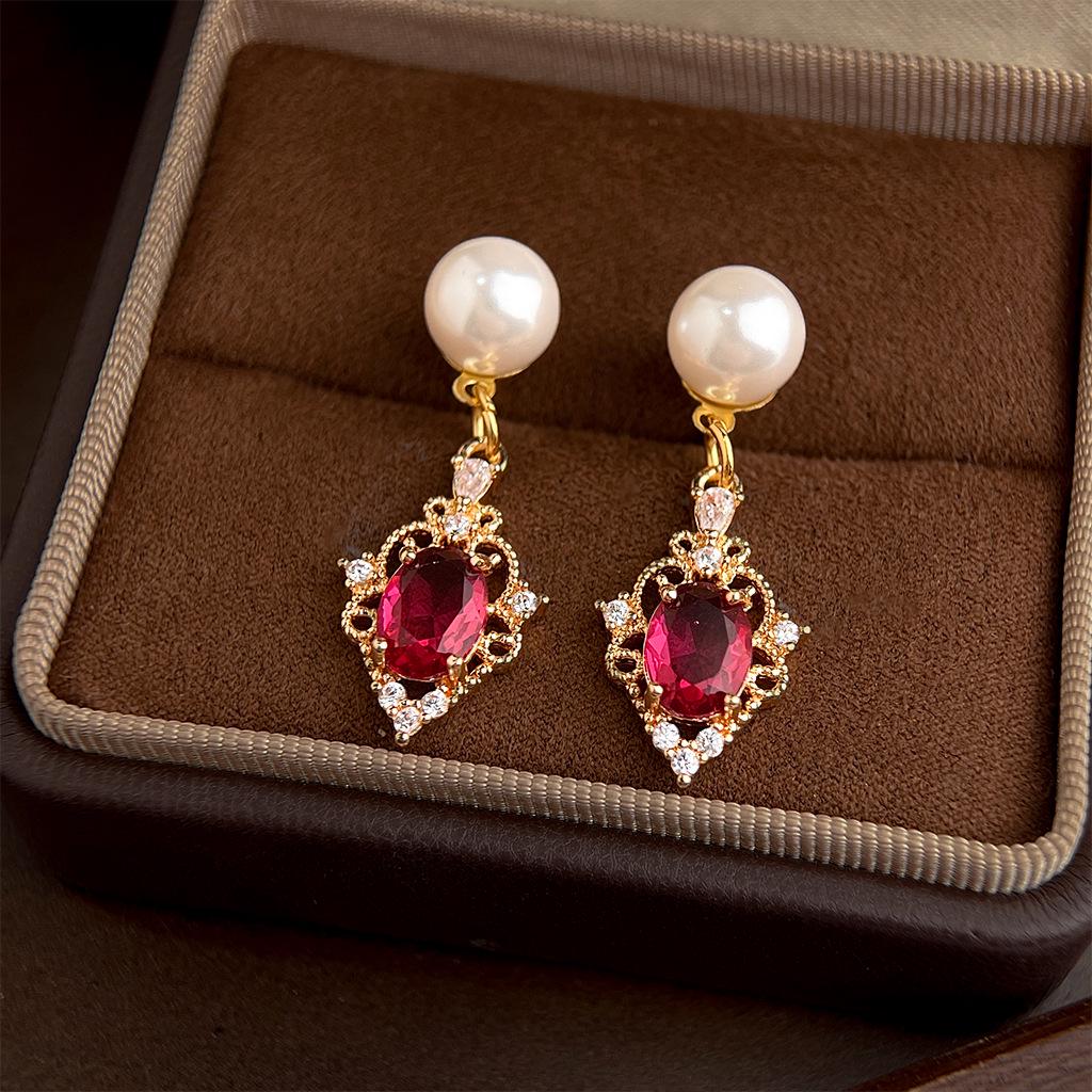 Серьги с цирконами и жемчугом в стиле французского винтажа - Роскошные, Нишевые, Ретро, Универсальные украшения