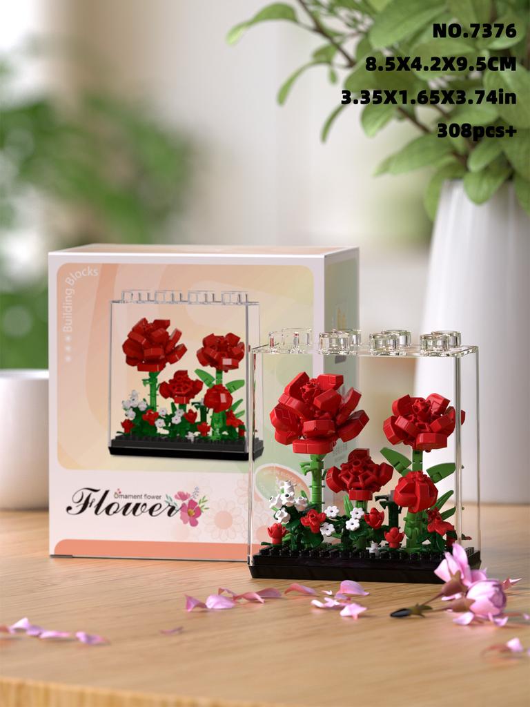 9 creative flower box building blocks Eternal Flower series desktop decorations flower building blocks gift toys and ornaments