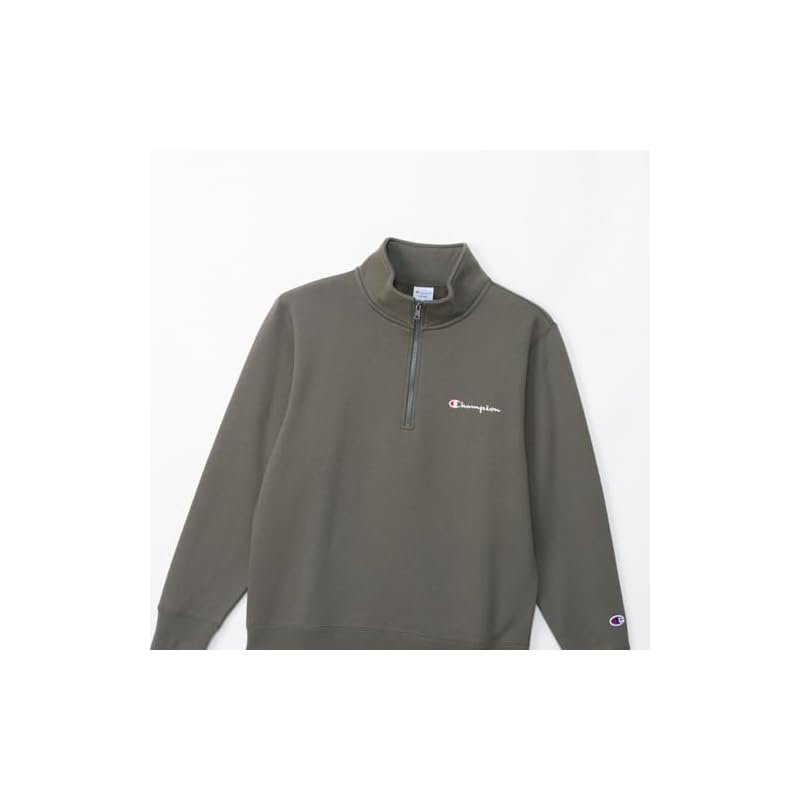 Long-sleeved Cotton USA Sweatshirt with Script Logo, Half-zip Design, C8-Y014Z-081-L