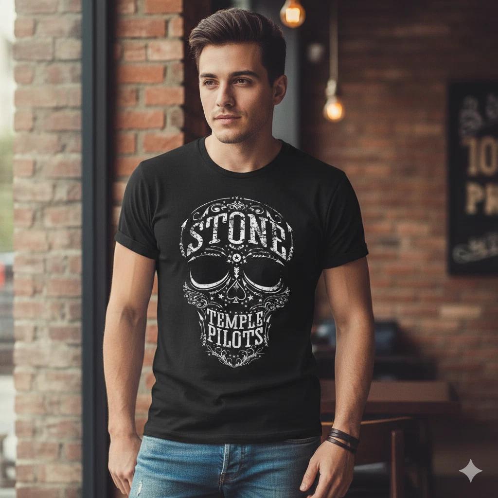 Unisex Adult Casual Music Stone Temple Pilots Skull Graphic T-Shirt... S