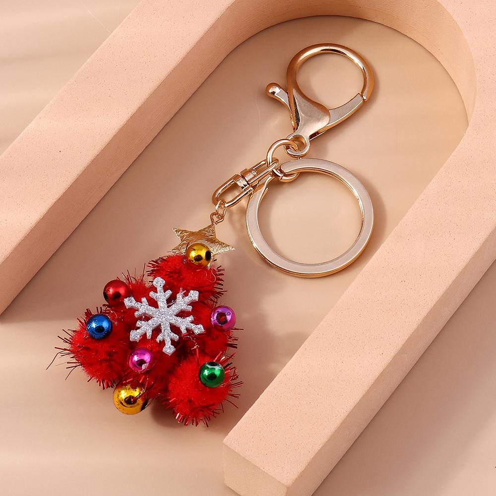 Pretty Christmas Tree Keychain Snowfake Key Ring Pendants for Key Holder Women Girls Handbag Charms DIY Jewelry Gifts